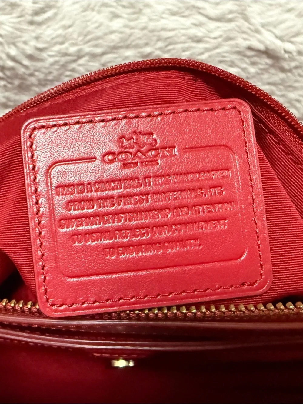 COACH Large Christie Carryall Red Leather Tote with Gold-Tone Hardware